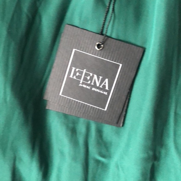 Ieena for Mac Duggal one shoulder satin gown emerald green festive  party 6 NWT - Picture 2 of 9